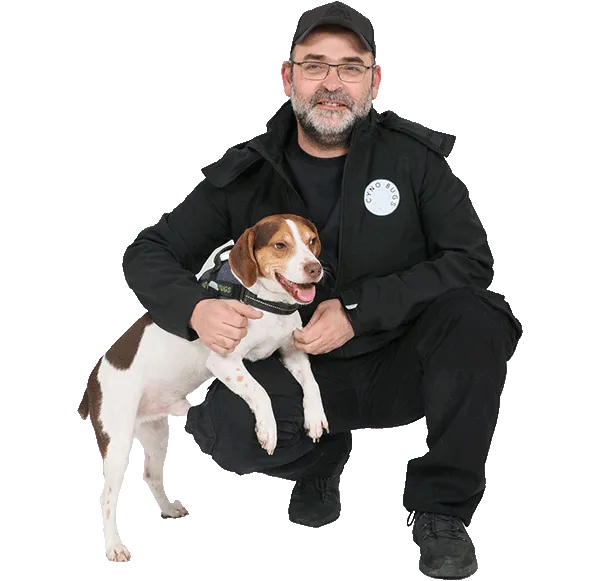 Expert Cyno Bugs avec chien détecteur de punaises de lit spécialisé en détection canine professionnelle