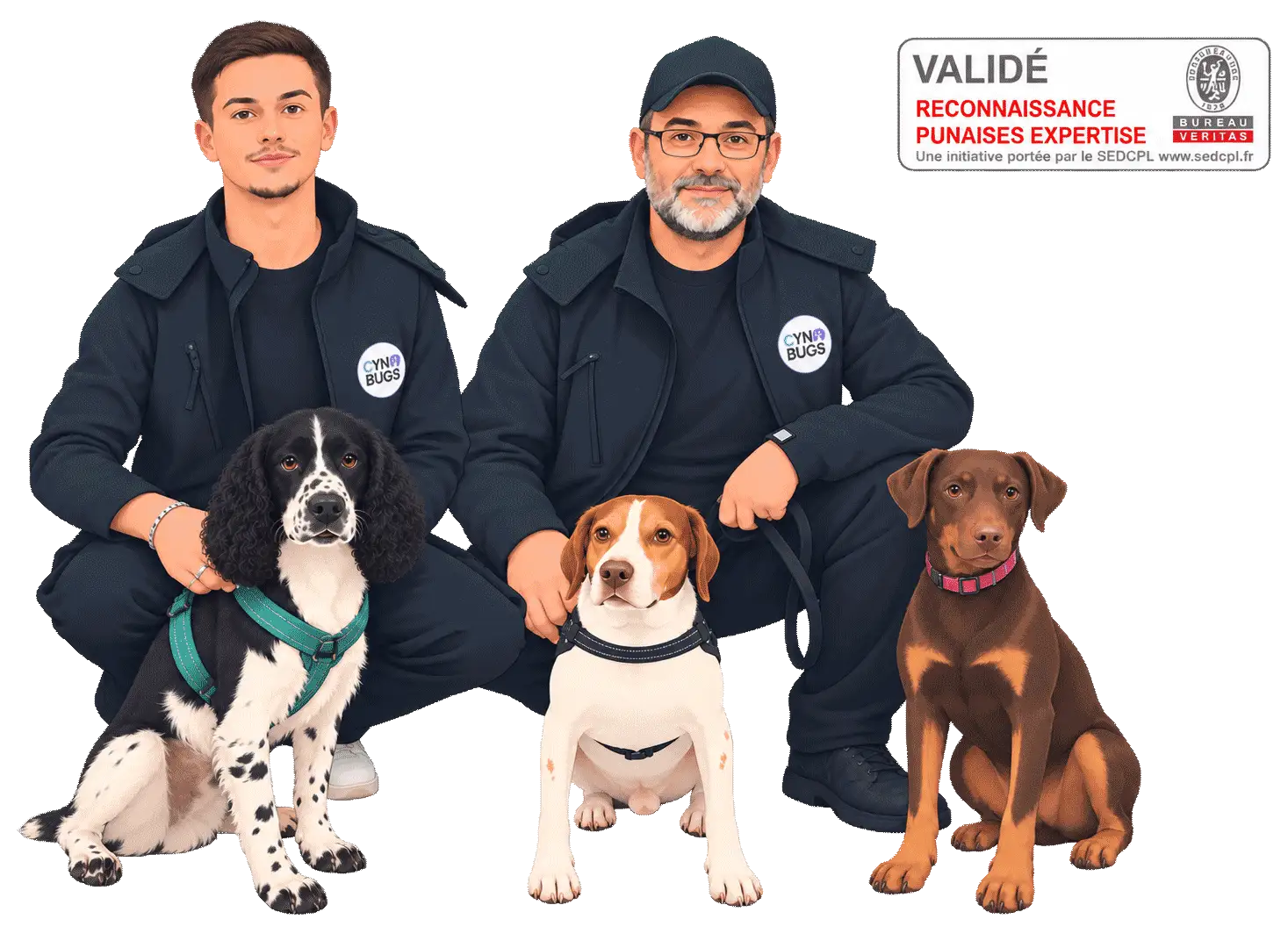 Équipe Cyno-Bugs spécialisée en détection canine de punaises de lit à Paris avec chiens détecteurs certifiés